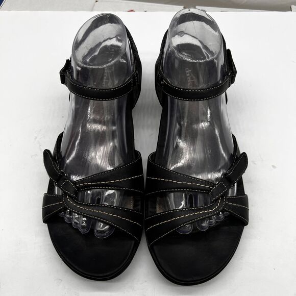Dansko Sandals Ankle Strap Strappy Black Leather Open Toe Heel Size 41 - US 10.5 - Picture 6 of 16